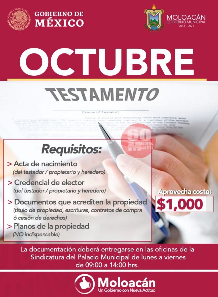 En Moloacán amplían campaña Mes del Testamento