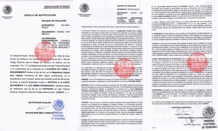Tribunal Electoral de Veracruz (TEV) da entrada a un SEGUNDO recurso contra Yunes Márquez