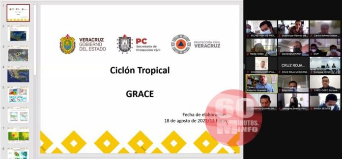 Sesiona Comité Estatal de Emergencias ante la llegada del Huracán Grace a Veracruz