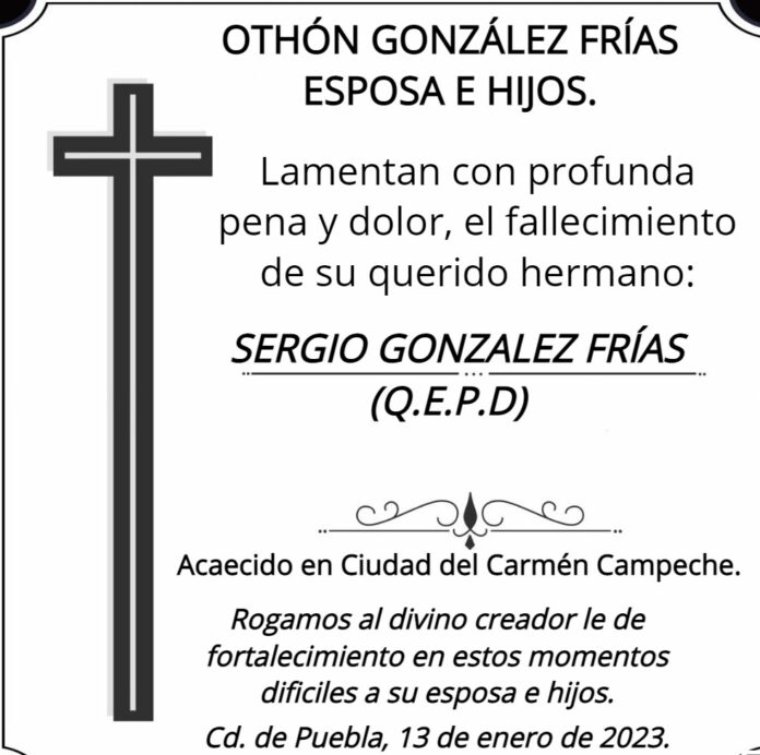 FALLECE DON SERGIO GONZALEZ FRIAS
