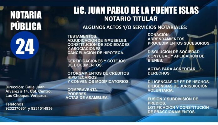NOTARIA 24 DE LAS CHOAPAS VERACRUZ